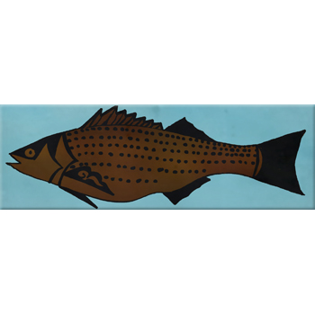 Mosaic House Moroccan tile Raad Striped Bass 13-19-6 Light Turquoise Brown Black  hand painted 